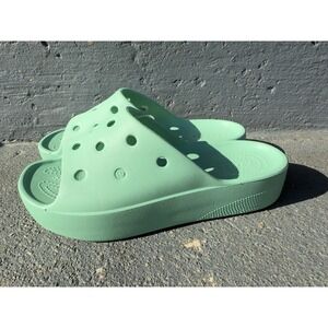 Crocs Women's Classic Platform Slides Slip On Sandals Green Size 6